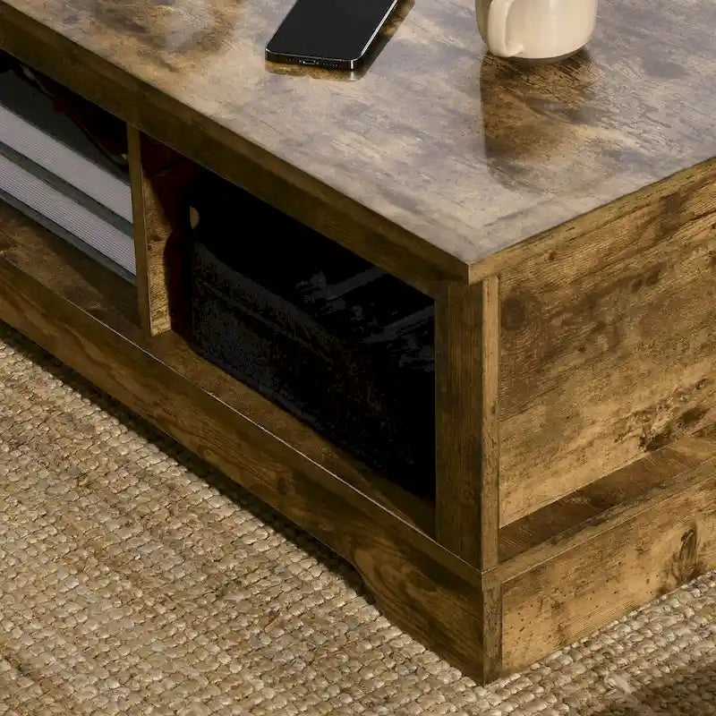 Table basse HOMCOM, table à thé de style vintage avec armoire de rangement, compartiments de rangement ouverts, tables basses pour salon, blanc