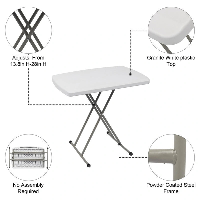 30 Table pliante rectangulaire ajustable en plastique