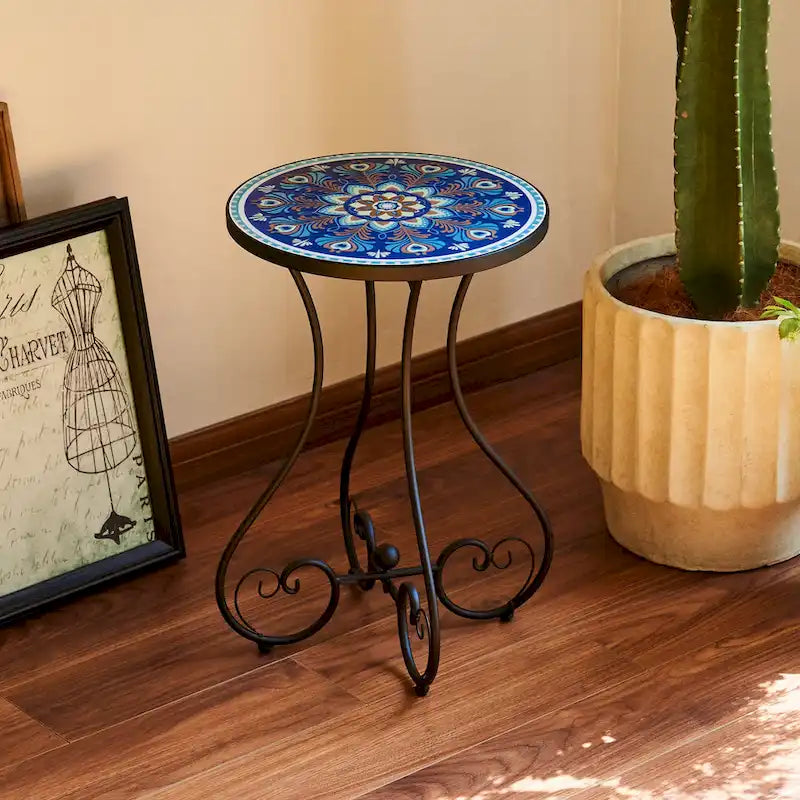 CO-Z Table d'appoint et support de plantes en mosaïque de céramique pour patio extérieur