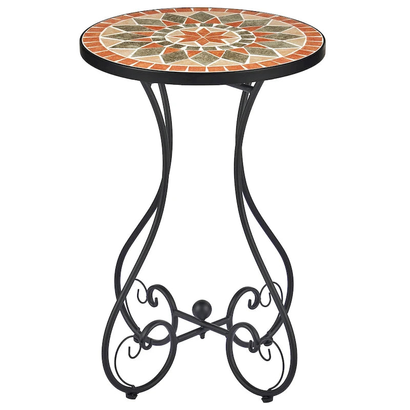 CO-Z Table d'appoint et support de plantes en mosaïque de céramique pour patio extérieur