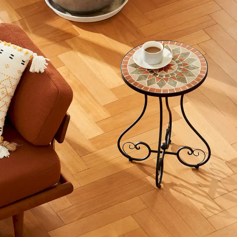 CO-Z Table d'appoint et support de plantes en mosaïque de céramique pour patio extérieur