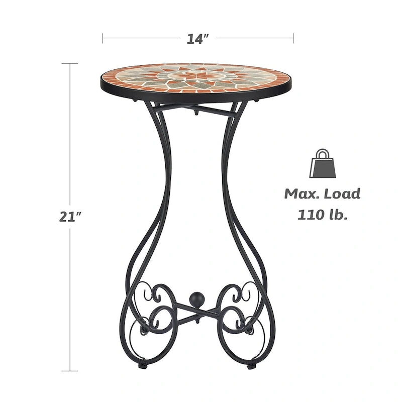 CO-Z Table d'appoint et support de plantes en mosaïque de céramique pour patio extérieur