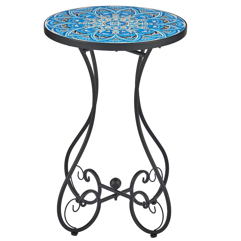 CO-Z Table d'appoint et support de plantes en mosaïque de céramique pour patio extérieur