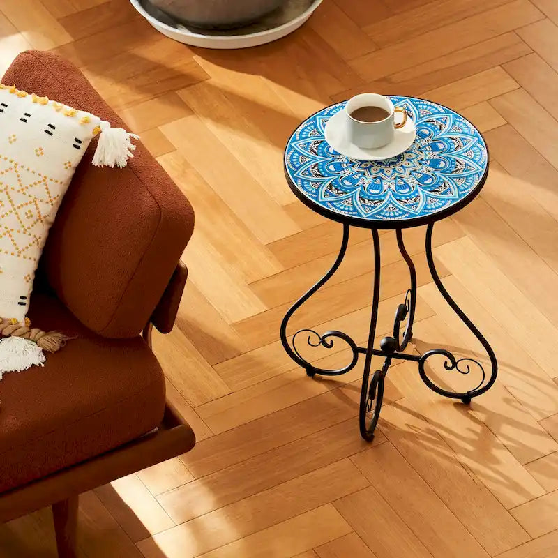CO-Z Table d'appoint et support de plantes en mosaïque de céramique pour patio extérieur