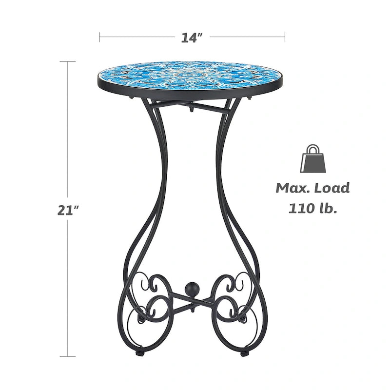 CO-Z Table d'appoint et support de plantes en mosaïque de céramique pour patio extérieur