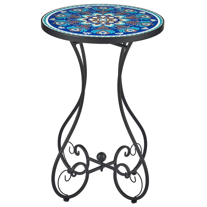 CO-Z Table d'appoint et support de plantes en mosaïque de céramique pour patio extérieur