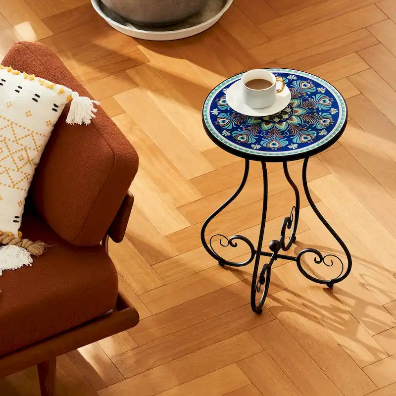 CO-Z Table d'appoint et support de plantes en mosaïque de céramique pour patio extérieur