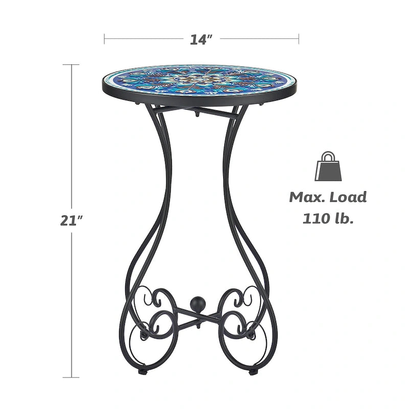 CO-Z Table d'appoint et support de plantes en mosaïque de céramique pour patio extérieur