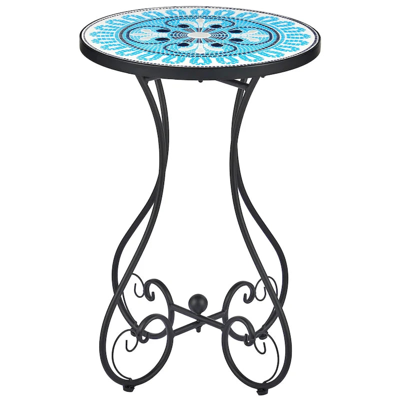 CO-Z Table d'appoint et support de plantes en mosaïque de céramique pour patio extérieur