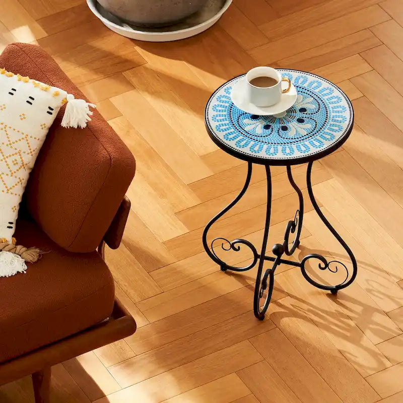 CO-Z Table d'appoint et support de plantes en mosaïque de céramique pour patio extérieur