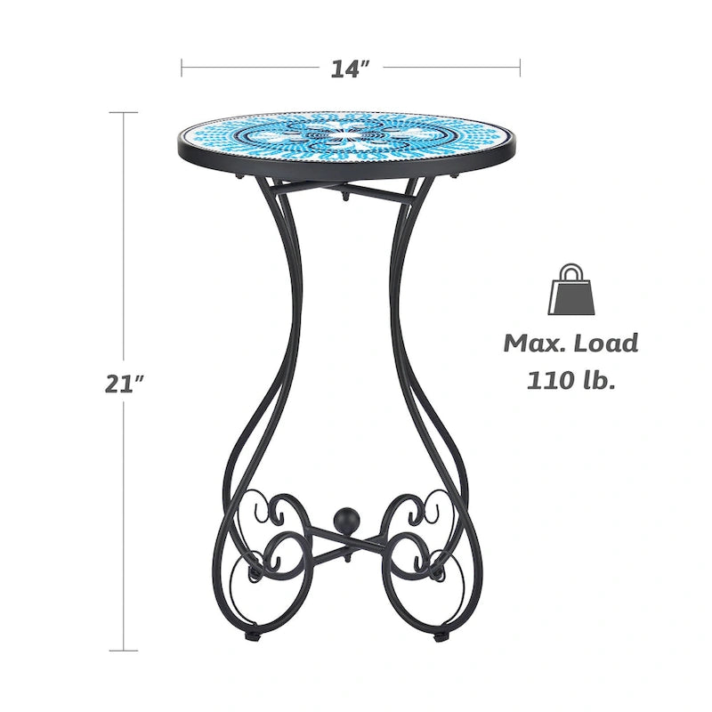 CO-Z Table d'appoint et support de plantes en mosaïque de céramique pour patio extérieur