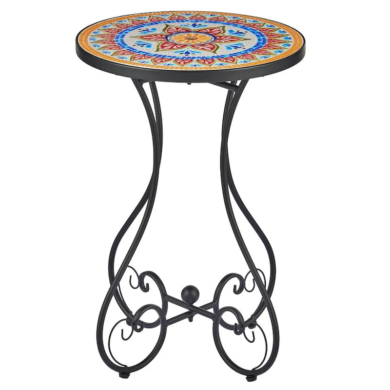 CO-Z Table d'appoint et support de plantes en mosaïque de céramique pour patio extérieur
