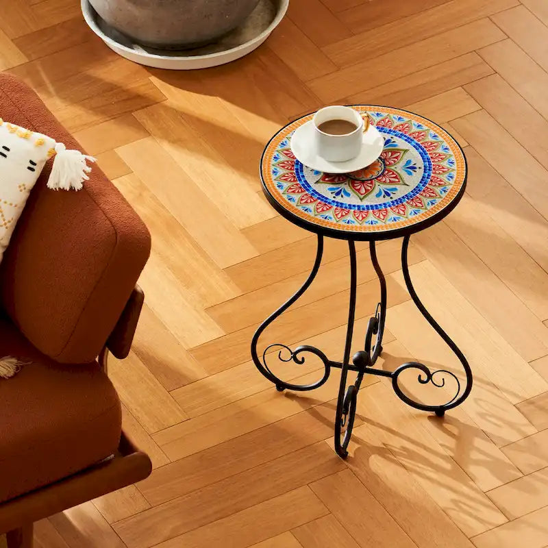 CO-Z Table d'appoint et support de plantes en mosaïque de céramique pour patio extérieur