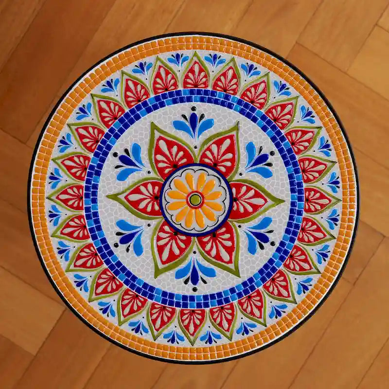CO-Z Table d'appoint et support de plantes en mosaïque de céramique pour patio extérieur