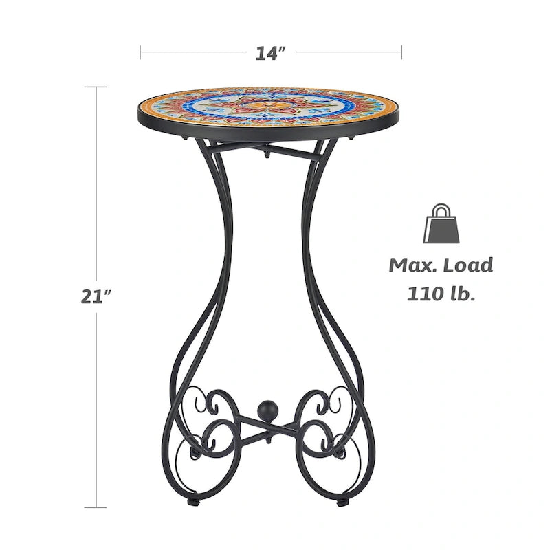 CO-Z Table d'appoint et support de plantes en mosaïque de céramique pour patio extérieur