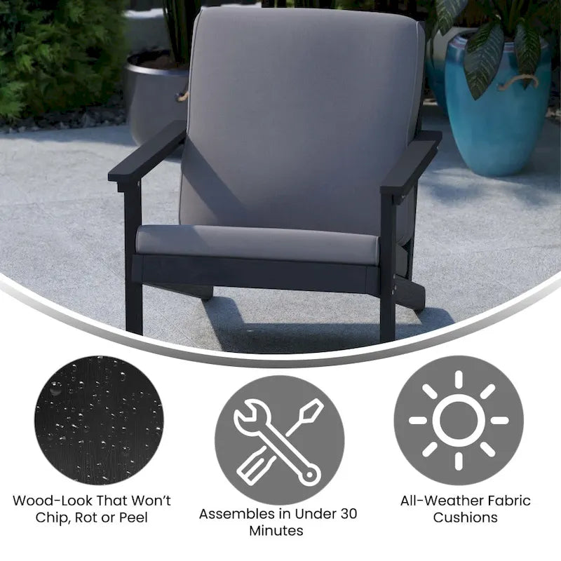 Fauteuil et coussins de style Adirondack en résine polymère tout temps