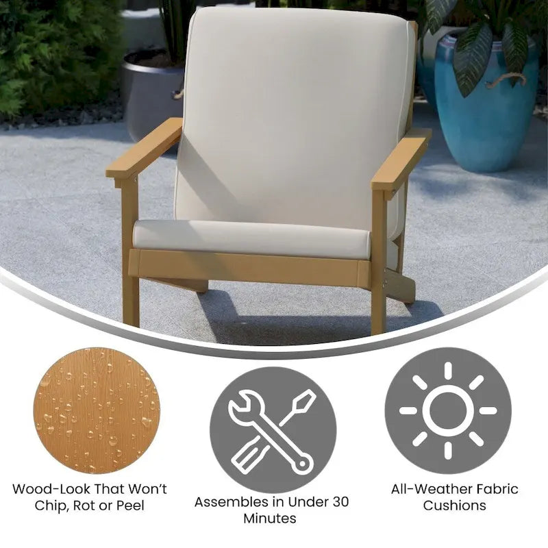 Fauteuil et coussins de style Adirondack en résine polymère tout temps