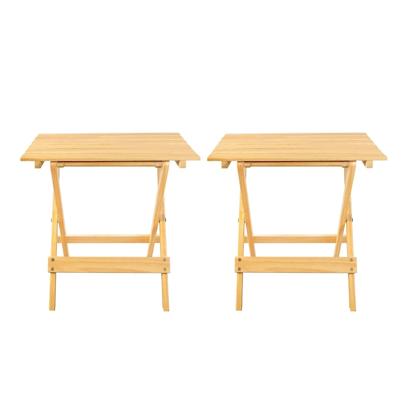 Lot de 2 tables d'appoint pliantes portables en bois massif - 45,72 cm (L) x 34,92 cm (P) x 45,72 cm (H)