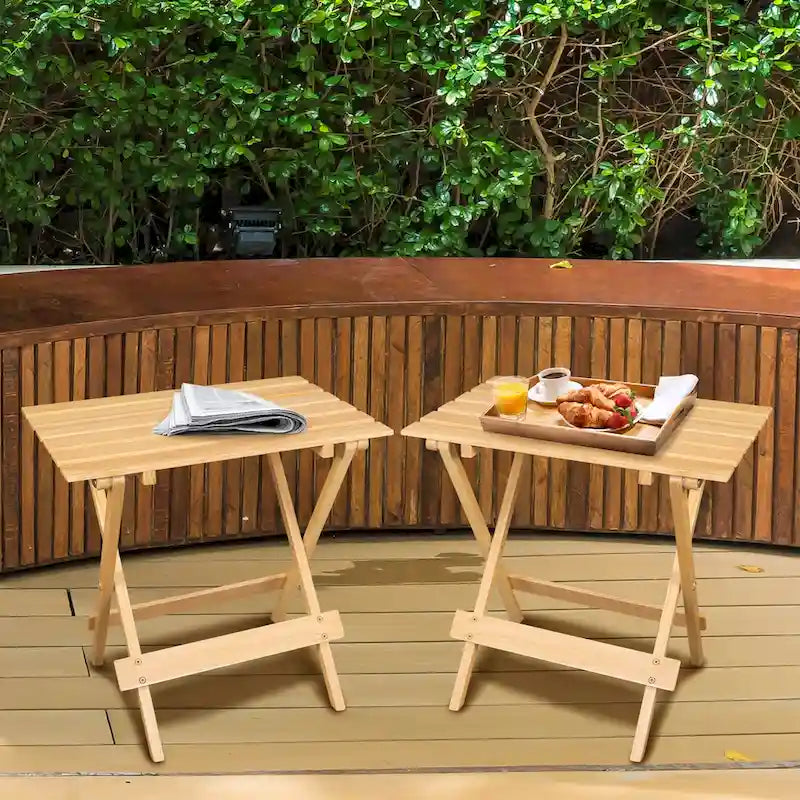 Lot de 2 tables d'appoint pliantes portables en bois massif - 45,72 cm (L) x 34,92 cm (P) x 45,72 cm (H)