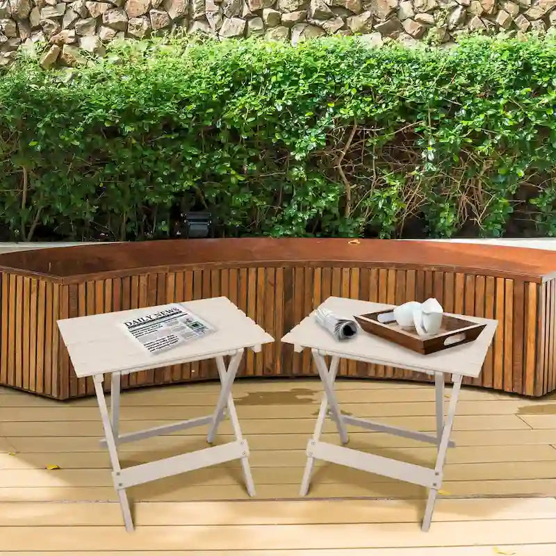 Lot de 2 tables d'appoint pliantes portables en bois massif - 45,72 cm (L) x 34,92 cm (P) x 45,72 cm (H)