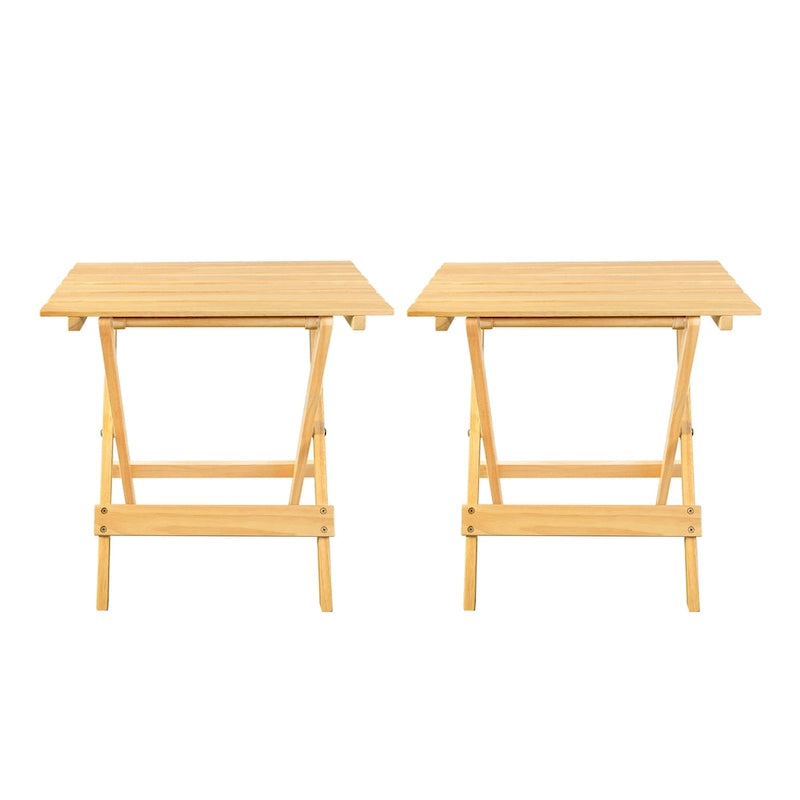 Lot de 2 tables d'appoint pliantes portables en bois massif - 45,72 cm (L) x 34,92 cm (P) x 45,72 cm (H)