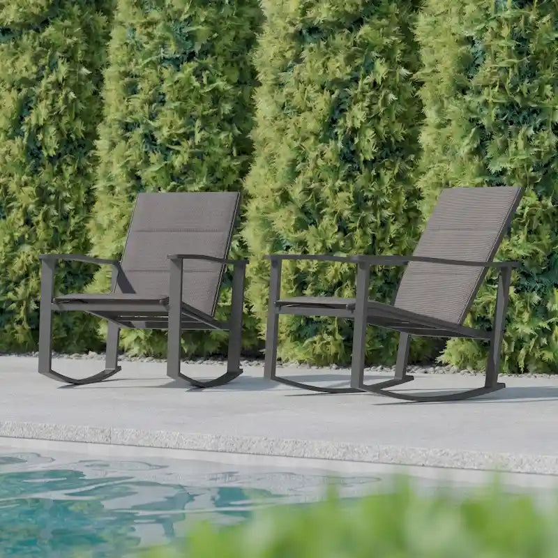 Lot de 2 fauteuils à bascule Flex Comfort tout temps avec cadres en métal - Noir/Noir