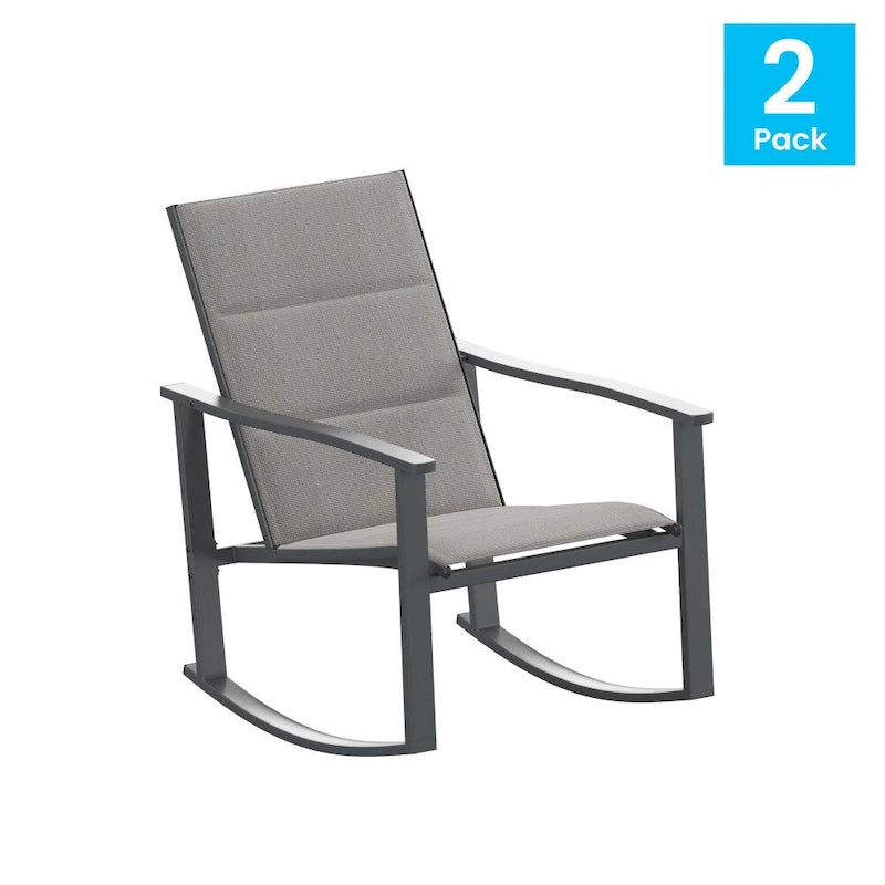 Lot de 2 fauteuils à bascule Flex Comfort tout temps avec cadres en métal - Noir/Noir