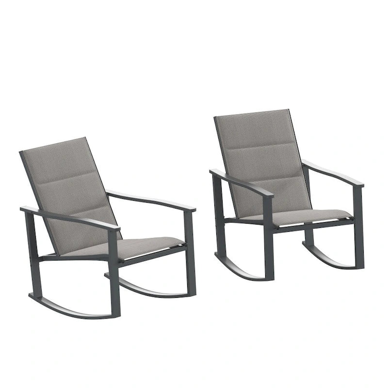 Lot de 2 fauteuils à bascule Flex Comfort tout temps avec cadres en métal - Noir/Noir