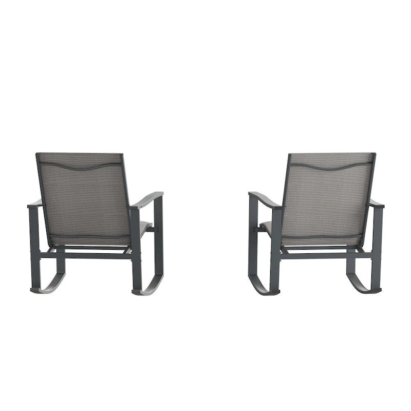 Lot de 2 fauteuils à bascule Flex Comfort tout temps avec cadres en métal - Noir/Noir