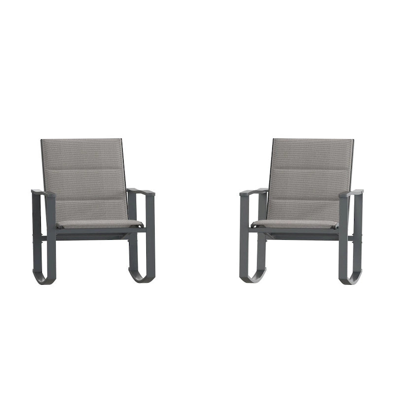 Lot de 2 fauteuils à bascule Flex Comfort tout temps avec cadres en métal - Noir/Noir