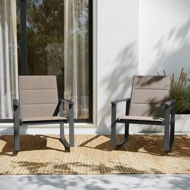 Lot de 2 fauteuils à bascule Flex Comfort tout temps avec cadres en métal - Noir/Noir