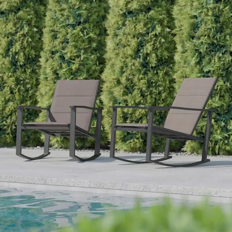Lot de 2 fauteuils à bascule Flex Comfort tout temps avec cadres en métal - Noir/Noir