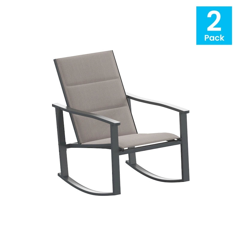 Lot de 2 fauteuils à bascule Flex Comfort tout temps avec cadres en métal - Noir/Noir