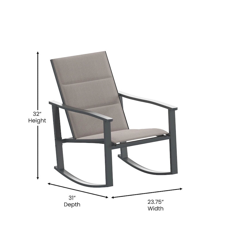 Lot de 2 fauteuils à bascule Flex Comfort tout temps avec cadres en métal - Noir/Noir