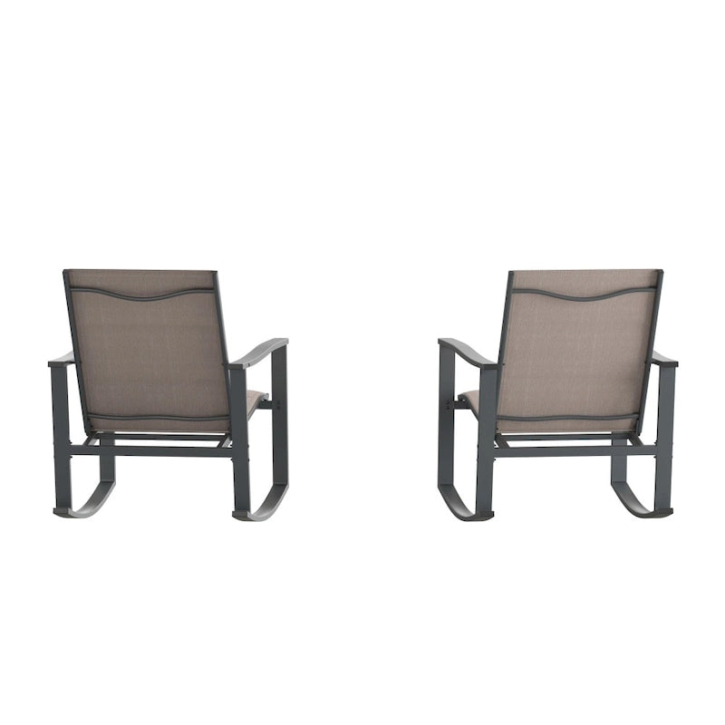 Lot de 2 fauteuils à bascule Flex Comfort tout temps avec cadres en métal - Noir/Noir