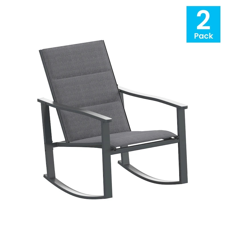Lot de 2 fauteuils à bascule Flex Comfort tout temps avec cadres en métal - Noir/Noir
