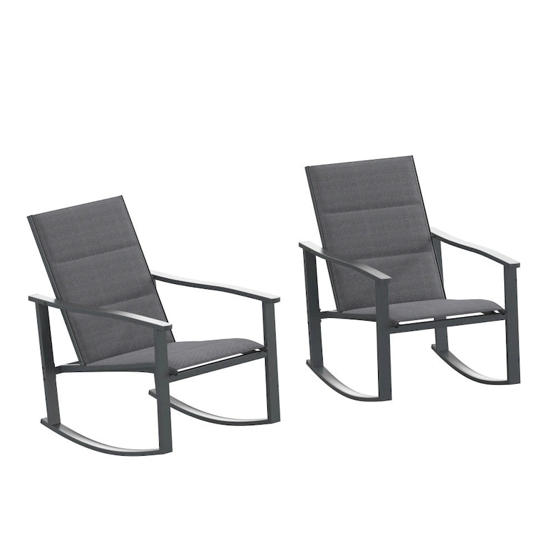 Lot de 2 fauteuils à bascule Flex Comfort tout temps avec cadres en métal - Noir/Noir