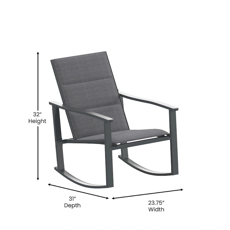 Lot de 2 fauteuils à bascule Flex Comfort tout temps avec cadres en métal - Noir/Noir