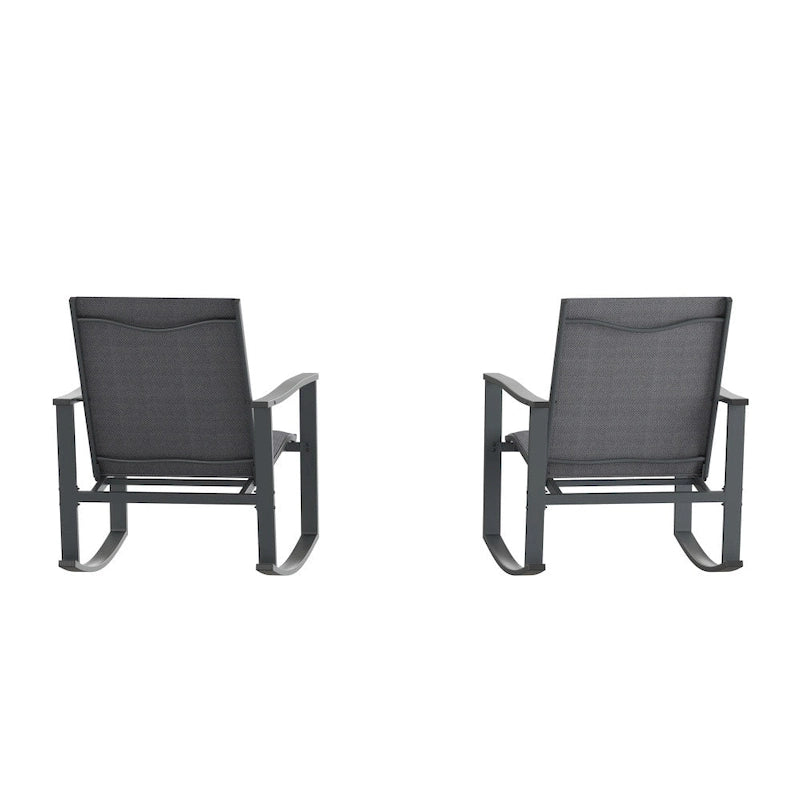 Lot de 2 fauteuils à bascule Flex Comfort tout temps avec cadres en métal - Noir/Noir