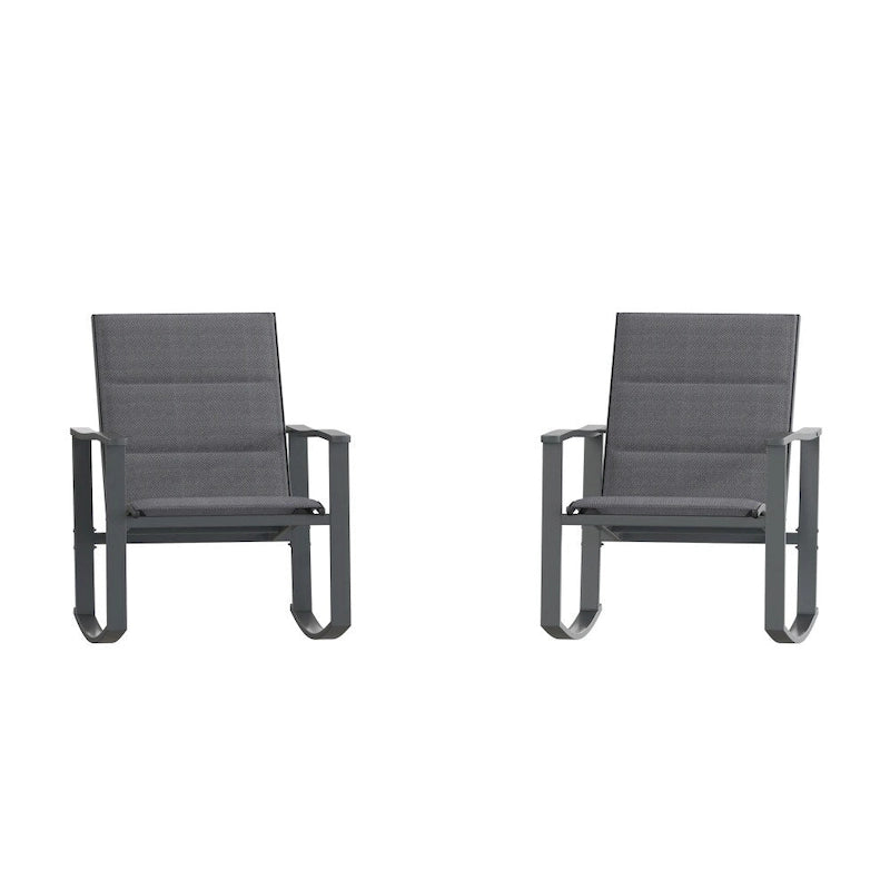 Lot de 2 fauteuils à bascule Flex Comfort tout temps avec cadres en métal - Noir/Noir