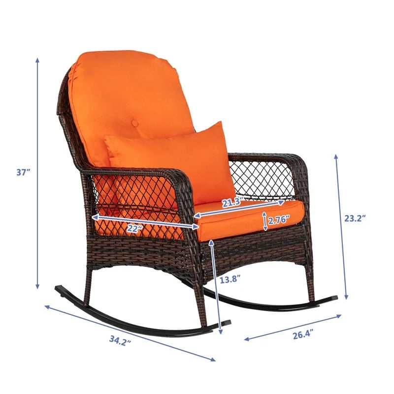 Fauteuil à bascule en osier d'extérieur avec coussin