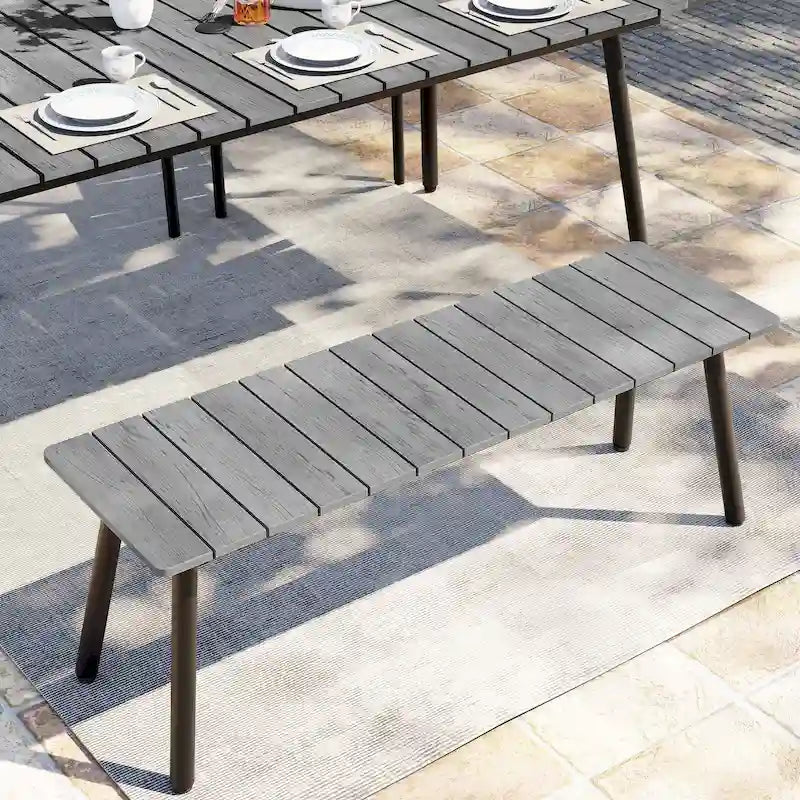 Banc de salle à manger extérieur Pellebant en aluminium - 125,7 cm L x 37,8 cm l x 44,45 cm H