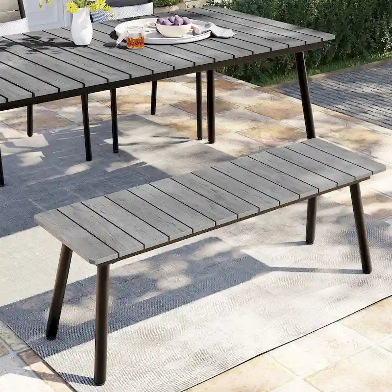 Pellebant Outdoor Aluminum Dining Bench - 49.5 in L x 14.9 in W x 17.5 in H