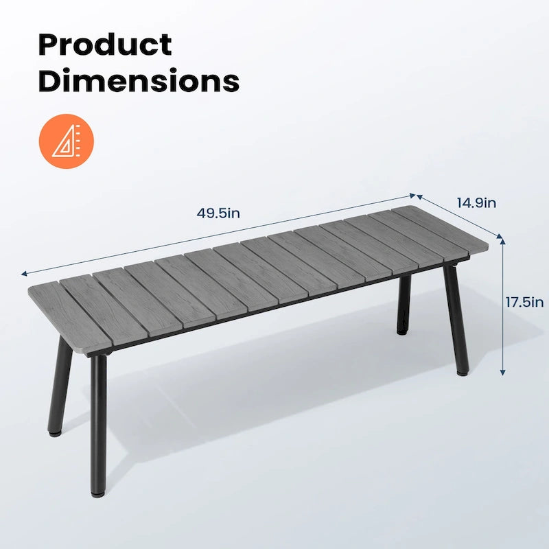 Banc de salle à manger extérieur Pellebant en aluminium - 125,7 cm L x 37,8 cm l x 44,45 cm H