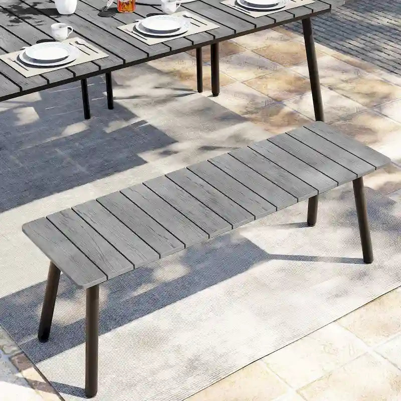 Banc de salle à manger extérieur Pellebant en aluminium - 125,7 cm L x 37,8 cm l x 44,45 cm H