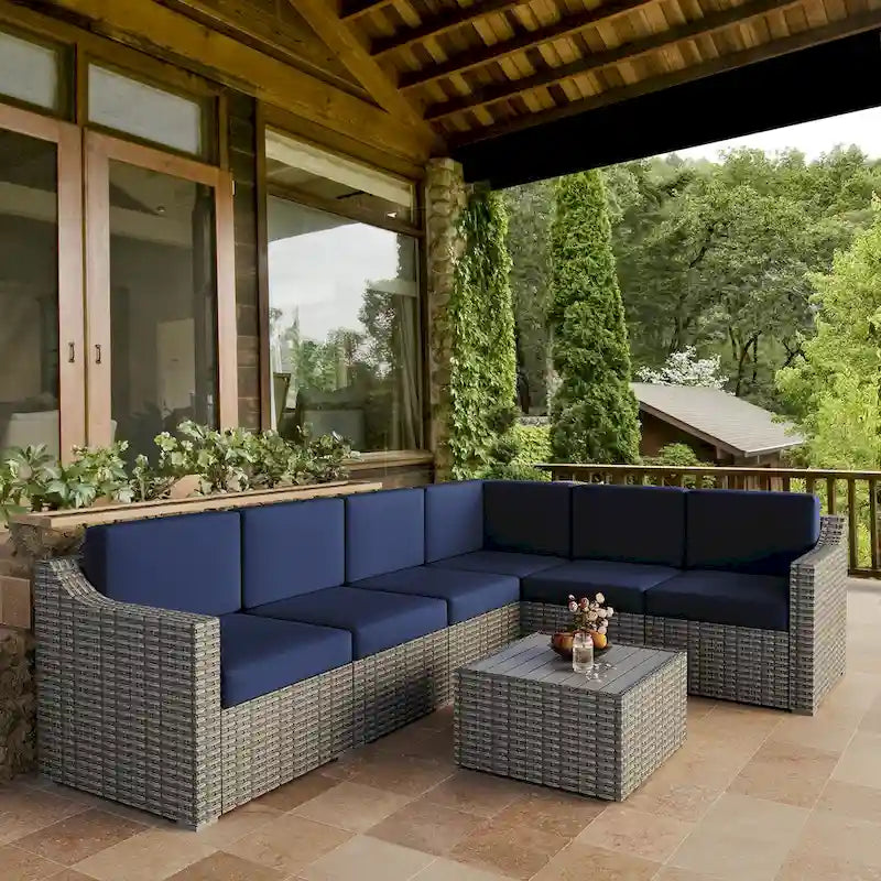 Ensemble de conversation de patio sectionnel 7 pièces