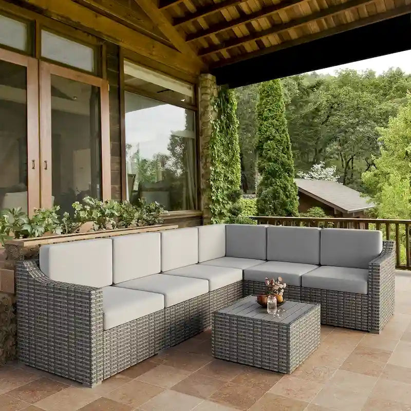 Ensemble de conversation de patio sectionnel 7 pièces