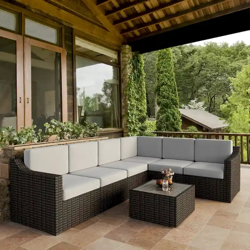 Ensemble de conversation de patio sectionnel 7 pièces