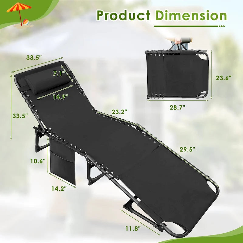 Homall Lot de 2 chaises longues pliables avec trou facial, hauteur de 30,5 cm, réglables, pour terrasse, plage, piscine, café