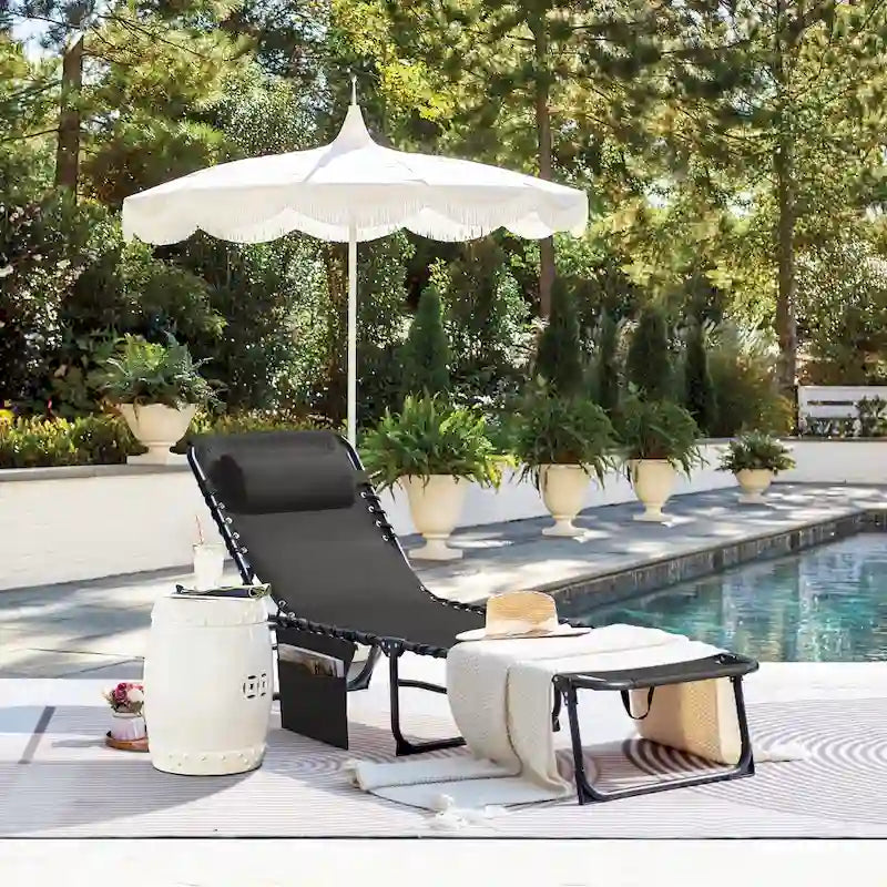 Homall Lot de 2 chaises longues pliables avec trou facial, hauteur de 30,5 cm, réglables, pour terrasse, plage, piscine, café